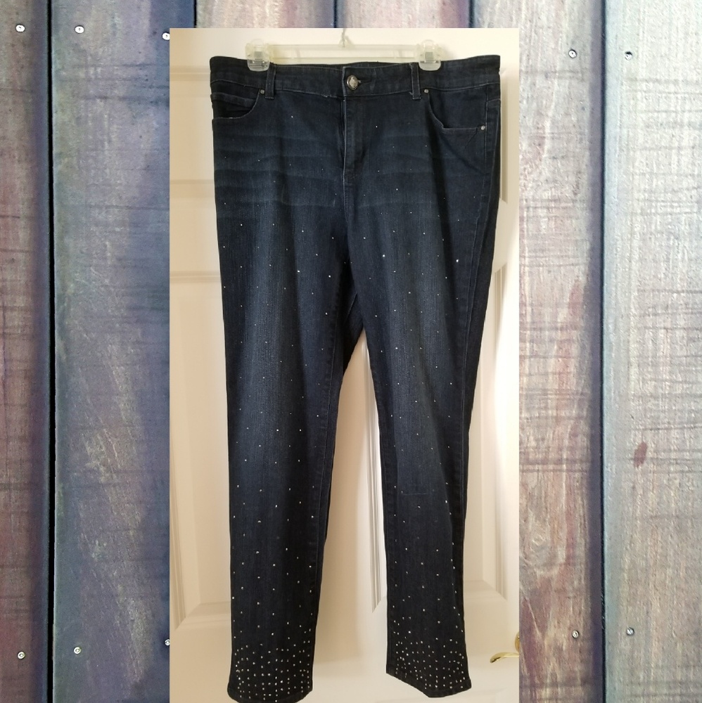 Chico's Platinum Denim Embellished Pt. Sz. 2
